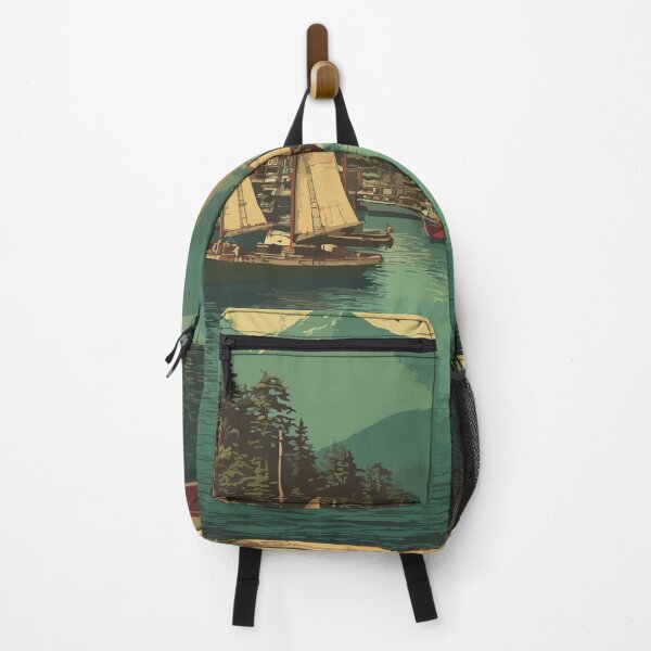 Item preview, Bar Harbor Maine Vintage Travel Art | Acadia Schooner Sailing Illustration designed and sold by TuncGK.