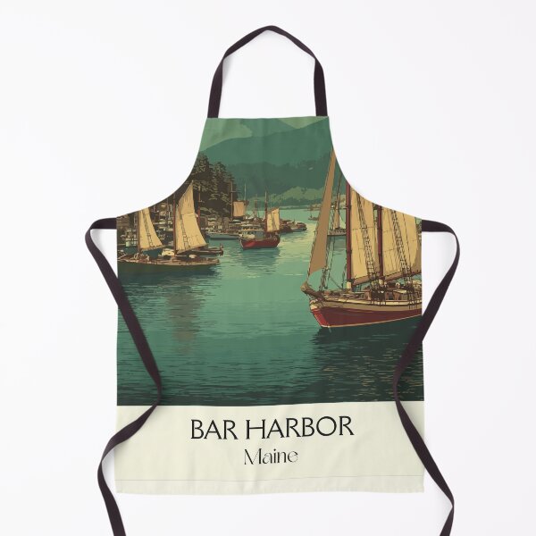 Item preview, Bar Harbor Maine Vintage Travel Art | Acadia Schooner Sailing Illustration designed and sold by TuncGK.