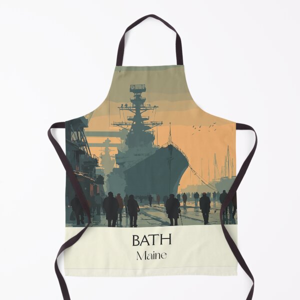 Item preview, Bath Maine Retro Travel Design | "City of Ships" Naval Shipyard Art designed and sold by TuncGK.
