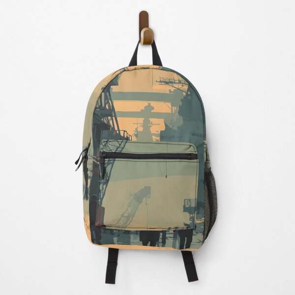 Item preview, Bath Maine Retro Travel Design | "City of Ships" Naval Shipyard Art designed and sold by TuncGK.