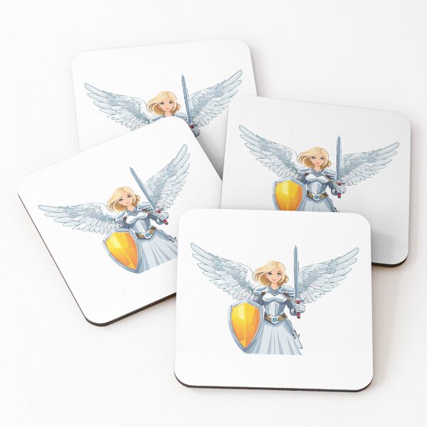 Item preview, Cute woman Angel's with open wings, shield and sword, Valkyrie, Illustration of a winged female angel figure with flowing hair and sword designed and sold by Danler.