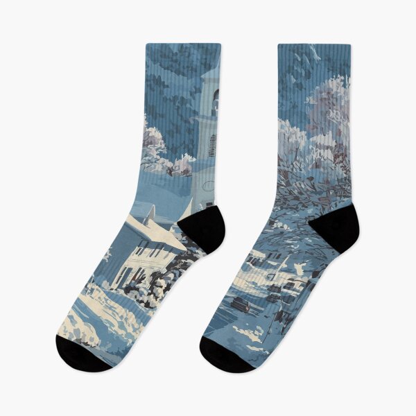 Item preview, Bethel Maine Vintage Travel Art | New England Winter Village Design designed and sold by TuncGK.