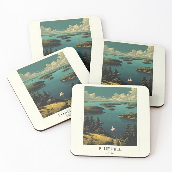 Item preview, Blue Hill Maine Retro Travel Art | Scenic Coastal Overlook Design designed and sold by TuncGK.