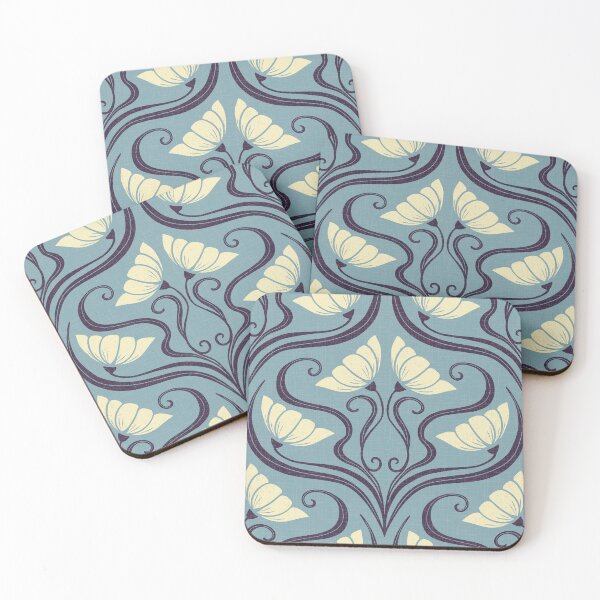 Item preview, Romantic Seamless Pattern Vintage Cream Flowers on Blue designed and sold by chiara-de-david.