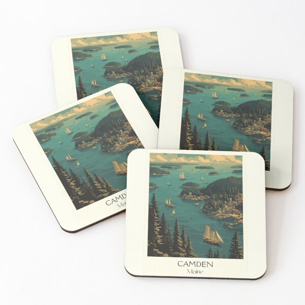 Item preview, Camden Maine Vintage Travel Art | Harbor View from Mount Battie designed and sold by TuncGK.