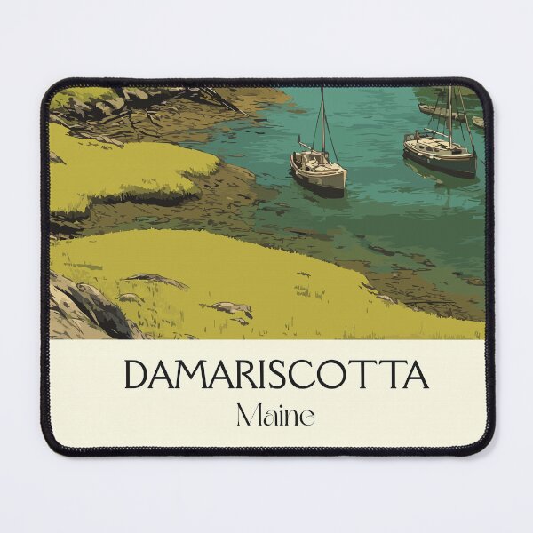 Item preview, Damariscotta Maine Retro Travel Art | MidCoast River Town Illustration designed and sold by TuncGK.