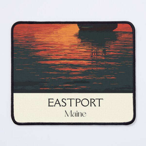 Item preview, Eastport Maine Vintage Travel Art | Downeast Sunrise & Harbor Design designed and sold by TuncGK.