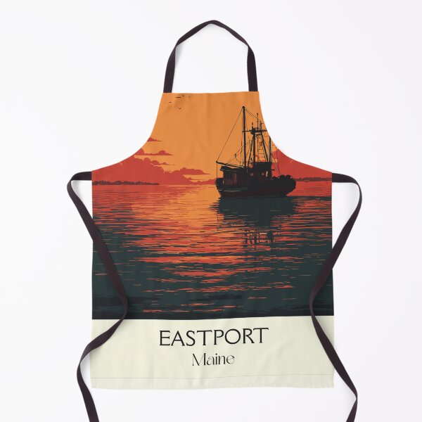Item preview, Eastport Maine Vintage Travel Art | Downeast Sunrise & Harbor Design designed and sold by TuncGK.