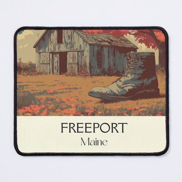 Item preview, Freeport Maine Retro Travel Design | Rustic New England Barn Art designed and sold by TuncGK.