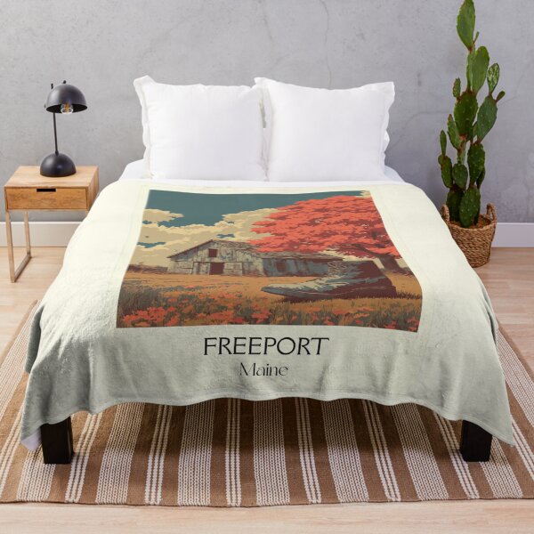 Item preview, Freeport Maine Retro Travel Design | Rustic New England Barn Art designed and sold by TuncGK.