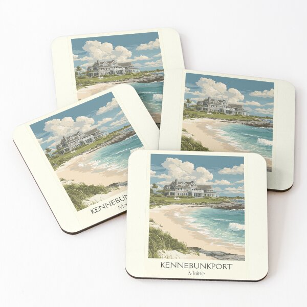 Item preview, Kennebunkport Maine Retro Travel Art | Sandy Beach & Coastal Town designed and sold by TuncGK.