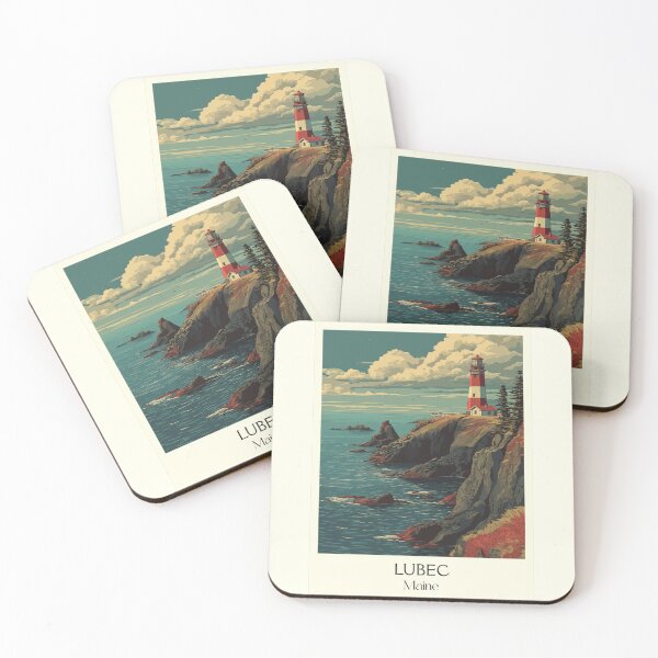 Item preview, Lubec Maine Vintage Travel Art | West Quoddy Head Lighthouse Design designed and sold by TuncGK.