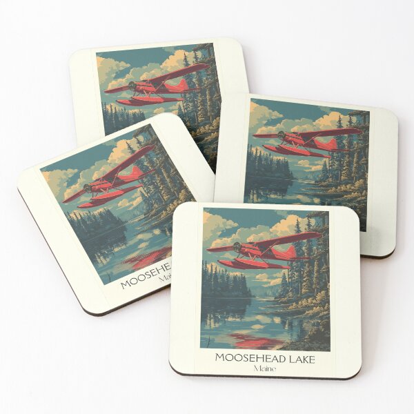 Item preview, Moosehead Lake Maine Retro Travel Art | North Woods Seaplane Illustration designed and sold by TuncGK.