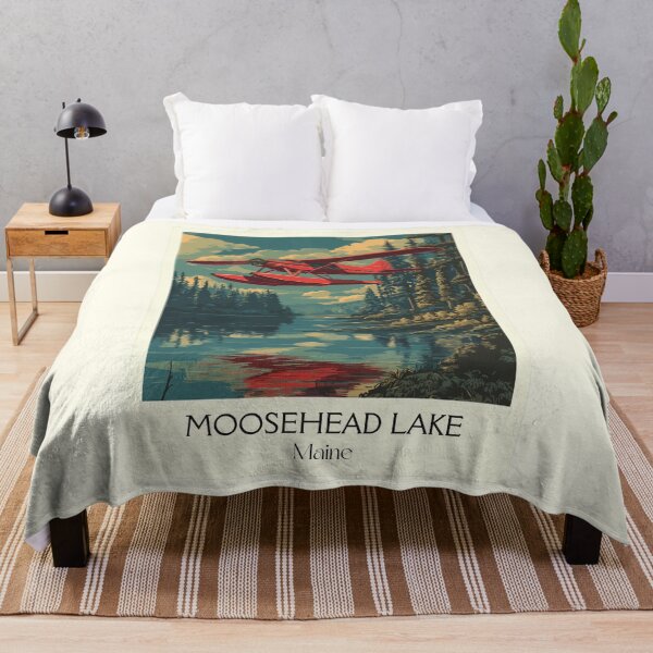 Item preview, Moosehead Lake Maine Retro Travel Art | North Woods Seaplane Illustration designed and sold by TuncGK.