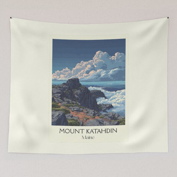Item preview, Mount Katahdin Maine Vintage Travel Art | Appalachian Trail Terminus designed and sold by TuncGK.