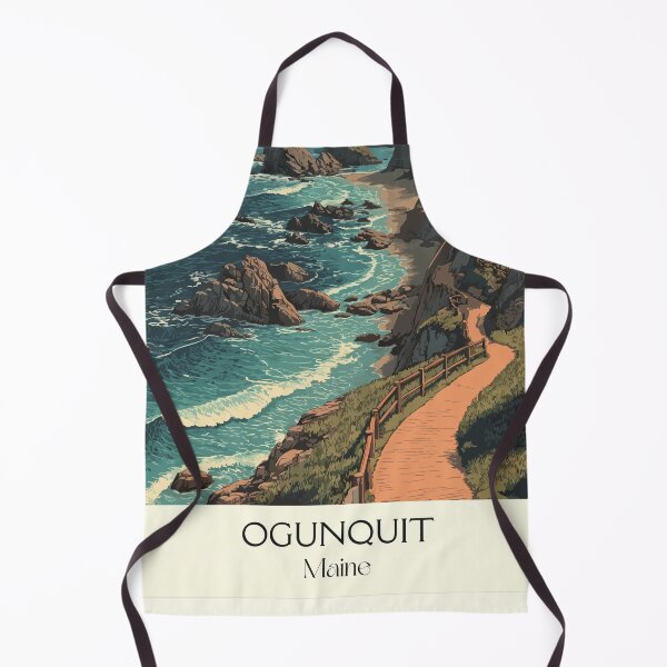 Item preview, Ogunquit Maine Retro Travel Art | Marginal Way Coastal Walk Design designed and sold by TuncGK.