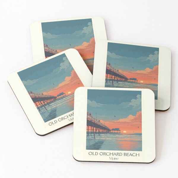 Item preview, Old Orchard Beach Maine Vintage Art | Retro Pier & Sunset Design designed and sold by TuncGK.