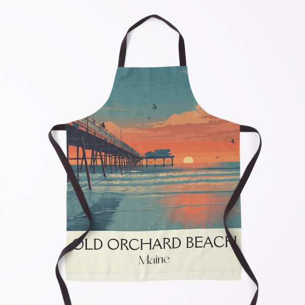 Item preview, Old Orchard Beach Maine Vintage Art | Retro Pier & Sunset Design designed and sold by TuncGK.