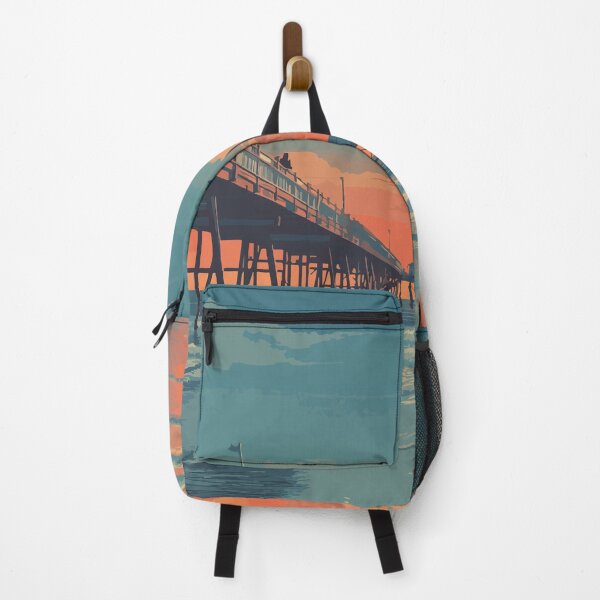 Item preview, Old Orchard Beach Maine Vintage Art | Retro Pier & Sunset Design designed and sold by TuncGK.