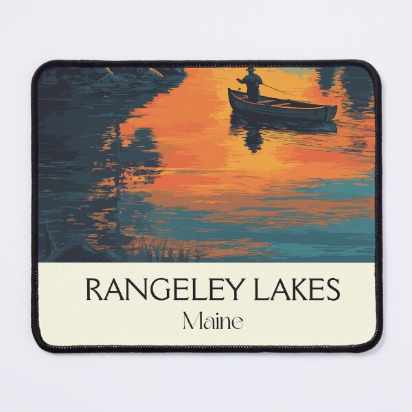 Item preview, Rangeley Lakes Maine Vintage Travel Art | Sunset Fishing Illustration designed and sold by TuncGK.