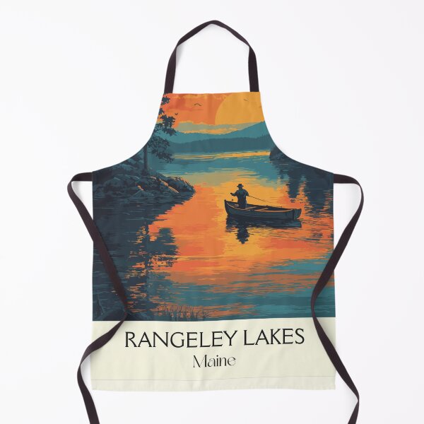 Item preview, Rangeley Lakes Maine Vintage Travel Art | Sunset Fishing Illustration designed and sold by TuncGK.
