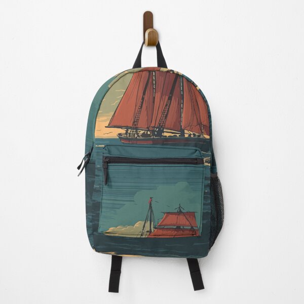 Item preview, Rockland Maine Vintage Travel Art | Breakwater Lighthouse & Schooner designed and sold by TuncGK.