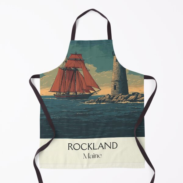 Item preview, Rockland Maine Vintage Travel Art | Breakwater Lighthouse & Schooner designed and sold by TuncGK.