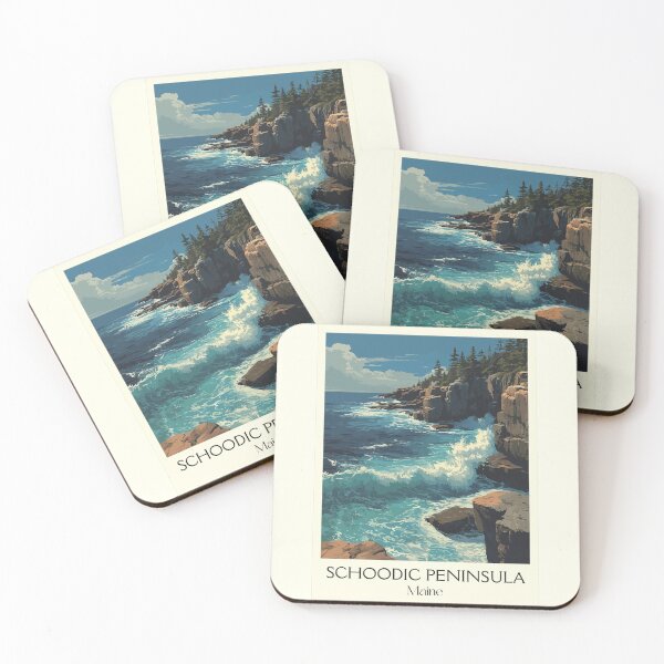 Item preview, Schoodic Peninsula Maine Retro Travel Art | Acadia's Rocky Coast designed and sold by TuncGK.