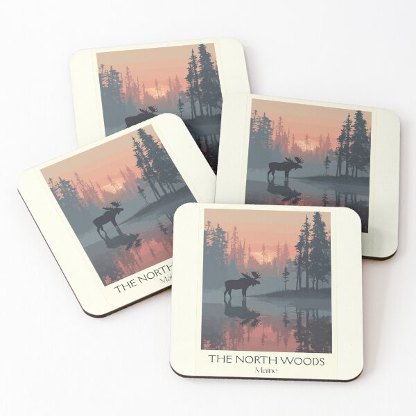 Artikelvorschau, Die North Woods Maine Vintage Reisekunst | Misty Moose Illustration entworfen und verkauft von TuncGK.