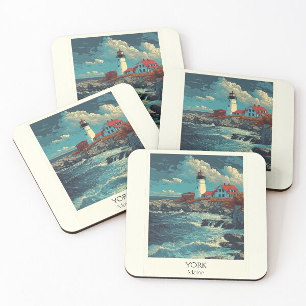Item preview, York Maine Vintage Travel Art | Nubble Lighthouse Illustration designed and sold by TuncGK.