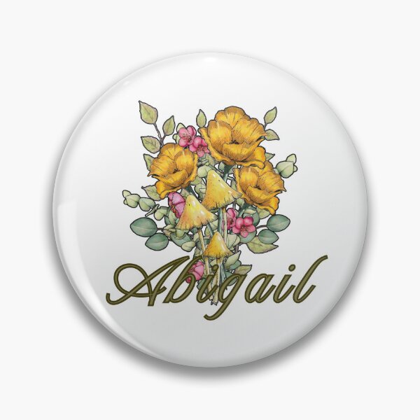 Item preview, Girl Name ABIGAIL With Yellow and Pink Flowers, Mushrooms designed and sold by JoyfulWhimsy.