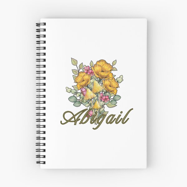 Item preview, Girl Name ABIGAIL With Yellow and Pink Flowers, Mushrooms designed and sold by JoyfulWhimsy.