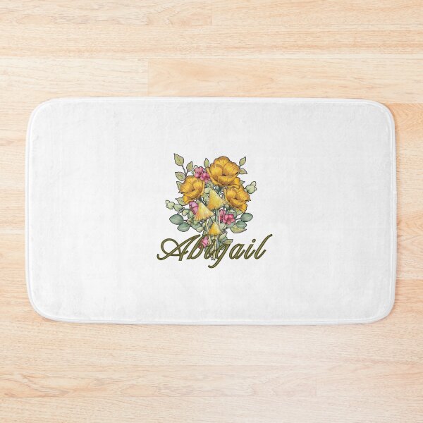 Item preview, Girl Name ABIGAIL With Yellow and Pink Flowers, Mushrooms designed and sold by JoyfulWhimsy.