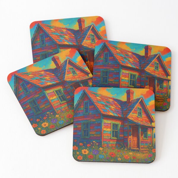 Item preview, Colourful Rustic House in Wildflower Meadow designed and sold by ArtComixHaven.