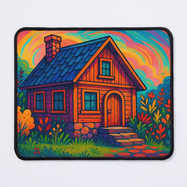 Item preview, Whimsical Rustic House in Colourful Garden designed and sold by ArtComixHaven.