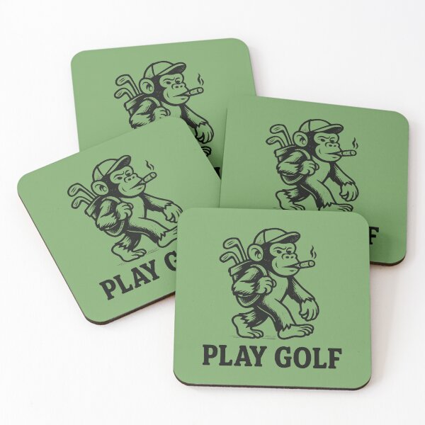 Item preview, PLAY GOLF - Monkey Smoking a Cigar - Funny - White Lettering designed and sold by Darling DeDe.