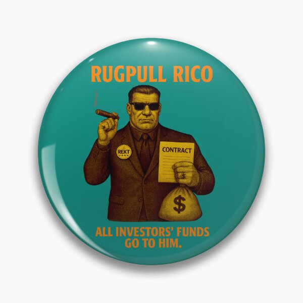 Item preview, "Rugpull Rico – All Investors’ Funds Go to Him" | Crypto Scam Boss Design designed and sold by BitCrop.