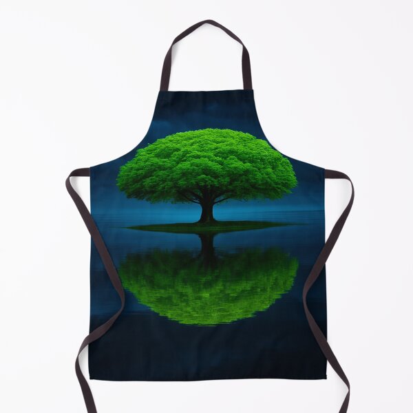 Item preview, Emerald Solitude – A Lone Tree Reflected in Stormy Waters. designed and sold by Alexzonartshop.