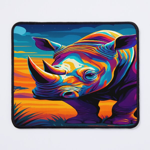 Item preview, Vibrant Rhino at Sunset – A Pop Art Wildlife Masterpiece designed and sold by Alexzonartshop.