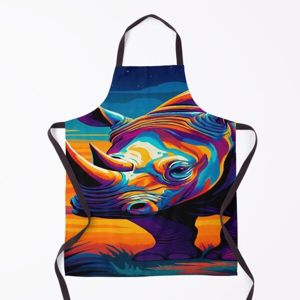 Item preview, Vibrant Rhino at Sunset – A Pop Art Wildlife Masterpiece designed and sold by Alexzonartshop.