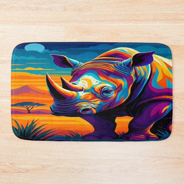Item preview, Vibrant Rhino at Sunset – A Pop Art Wildlife Masterpiece designed and sold by Alexzonartshop.