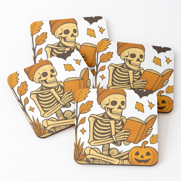 Item preview, Timeless Wisdom – Skeleton Reads in Fall. Savoir Éternel – Lecture d’Outre-Tombe designed and sold by Drawingshirts.