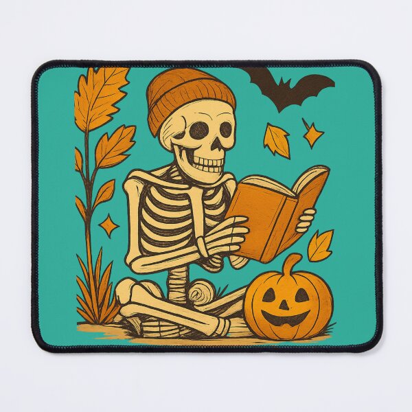 Item preview, Timeless Wisdom – Skeleton Reads in Fall. Savoir Éternel – Lecture d’Outre-Tombe designed and sold by Drawingshirts.