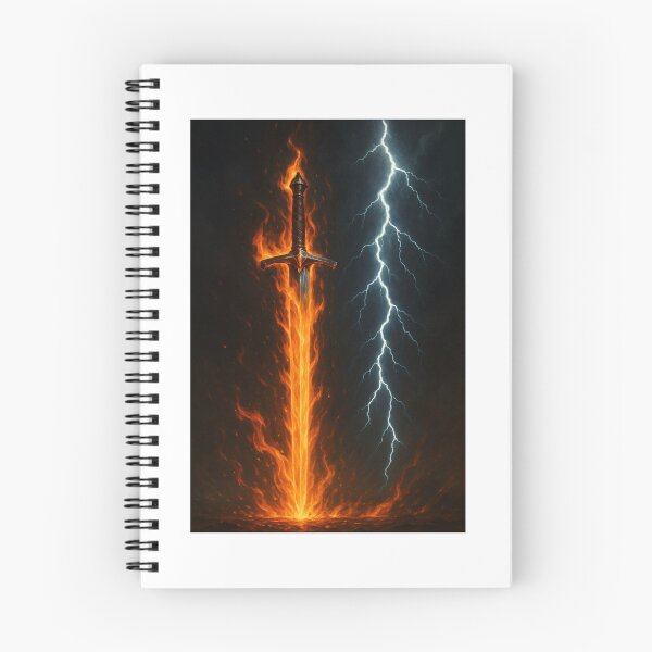 Item preview, Flaming Sword and Lightning Clash – Fantasy Power Artwork designed and sold by Elham  Bazyar.