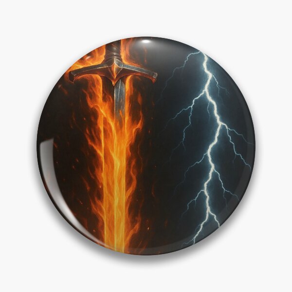 Item preview, Flaming Sword and Lightning Clash – Fantasy Power Artwork designed and sold by Elham  Bazyar.
