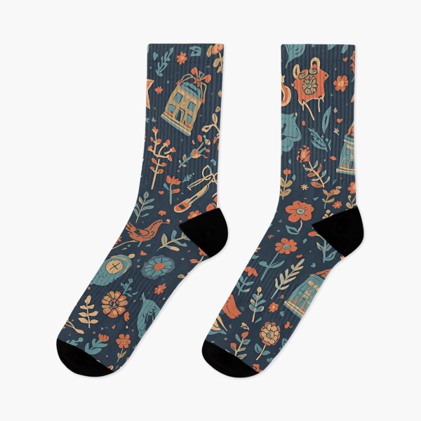 Item preview, Whimsical Folk Art Pattern – Birds, Flowers and Nature Design designed and sold by 9morethan9®.