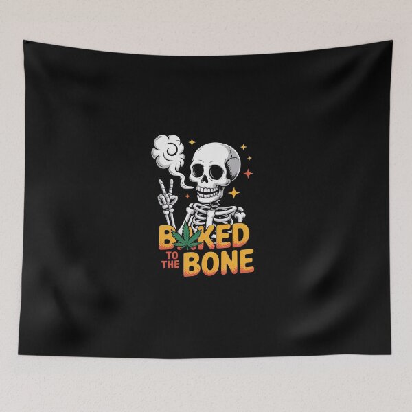 Item preview, Baked to the Bone Weed Skeleton Design – Funny Stoner Cannabis Art with Retro Style designed and sold by Bored Duck.