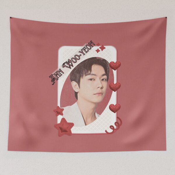 Item preview, Ahn Woo-yeon (안우연) Kpop Solo Artist Card Red Aesthetic Collage Design designed and sold by AJUNICE STUDIO.