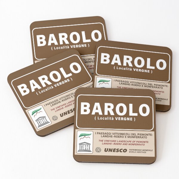 Artikelvorschau, Barolo, Italien Straßenschild und UNESCO-Zeichen entworfen und verkauft von travelwitheric.