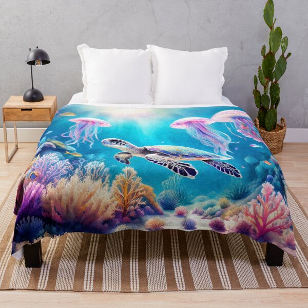 Item preview, Colorful Sea Turtle and Jellyfish designed and sold by MystAvalon.